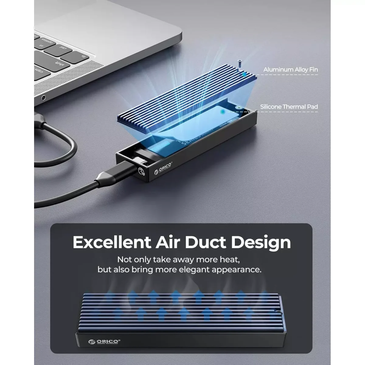ORICO M.2 NVMe SSD Enclosure, USB 3.1 Gen 2 (10 Gbps) to NVMe PCI-E M.2 SSD Case Support UASP for NVMe SSD Size 2230224222602280(up to 4TB)