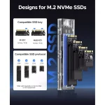 ORICO M.2 NVMe SSD Enclosure, USB 3.2 Gen 2 (10 Gbps), Transparent External Solid State Drive Adapter Enclosure for 2280 2260 2242 2230 PCI-E M2 M-Key SSD