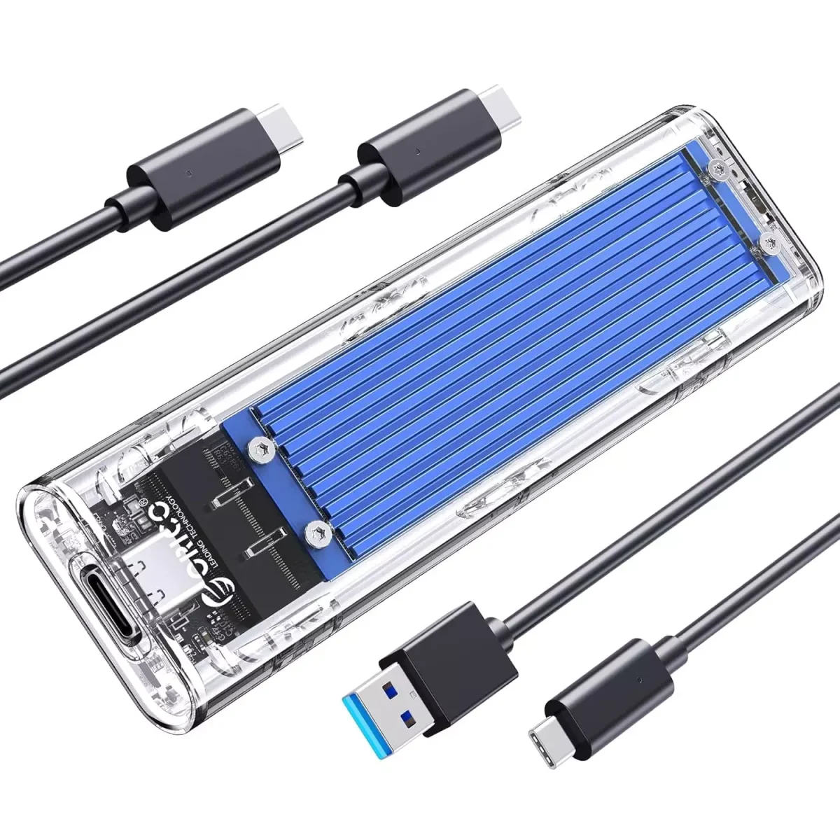ORICO M.2 NVMe SSD Enclosure, USB 3.2 Gen 2 (10 Gbps), Transparent External Solid State Drive Adapter Enclosure for 2280 2260 2242 2230 PCI-E M2 M-Key SSD