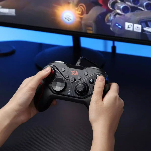 Redragon G710 RIFT Wired Gaming Controller - Dual Vibration Motors, Rapid Trigger, Ergonomic Design, 4 Programmable Keys, Customizable Macros, Adjustable Joystick Heights - Work for PC & Android & NS