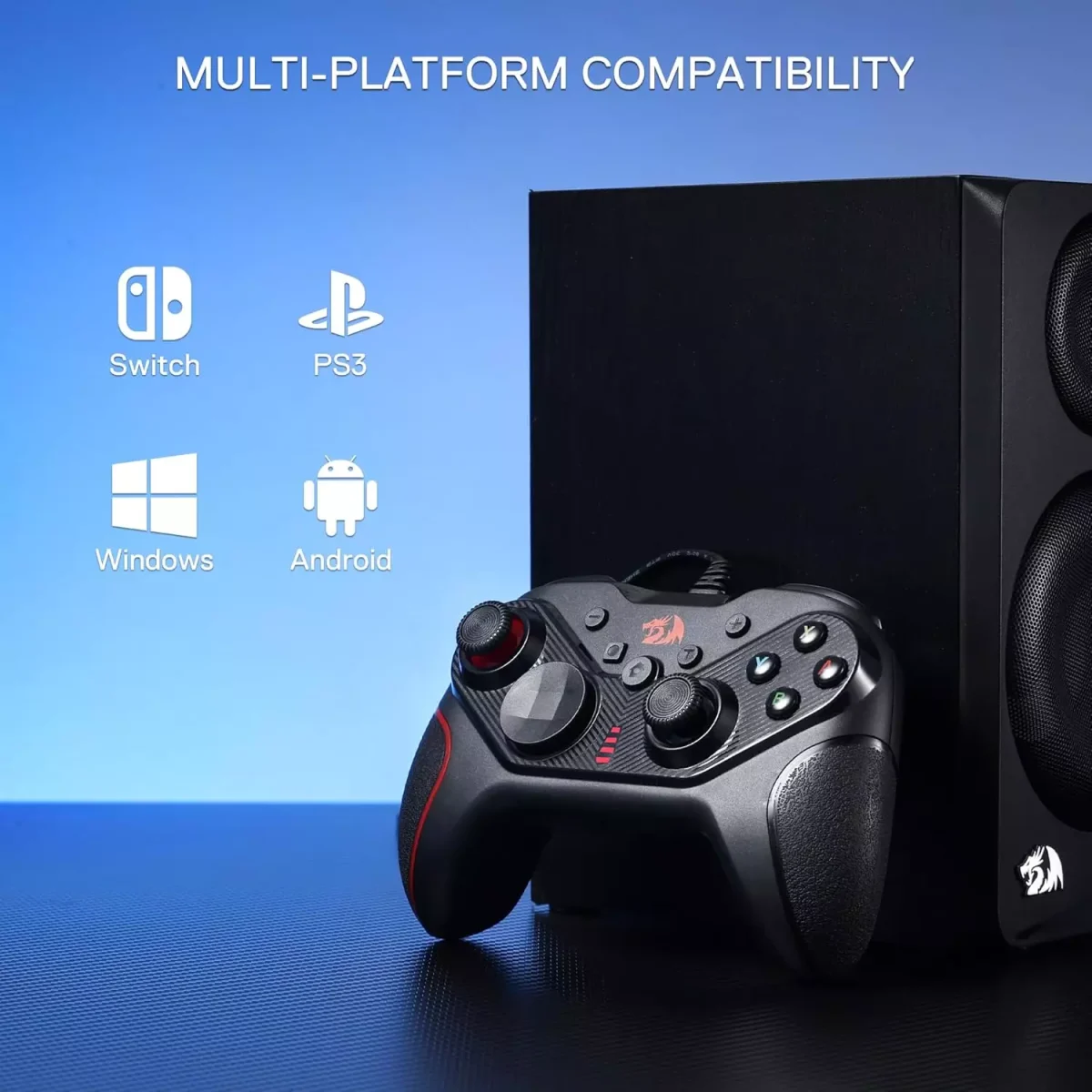 Redragon G710 RIFT Wired Gaming Controller - Dual Vibration Motors, Rapid Trigger, Ergonomic Design, 4 Programmable Keys, Customizable Macros, Adjustable Joystick Heights - Work for PC & Android & NS