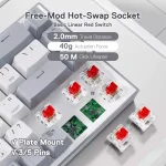 Redragon K631 CASTOR 65% Wired RGB Gaming Keyboard, Quiet Red Switch (White Grey)