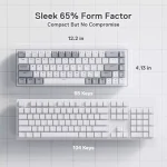Redragon K631 CASTOR 65% Wired RGB Gaming Keyboard, Quiet Red Switch (White Grey)