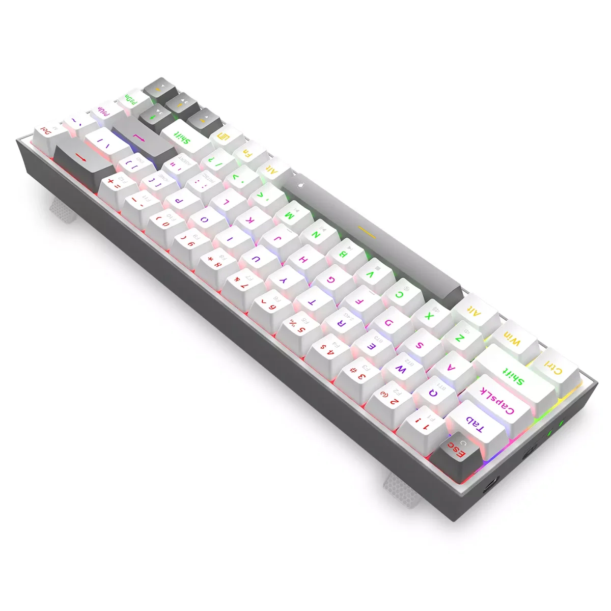 Redragon K705 LENA PRO 65% 3 Mode Wireless,Bluetooth & Wired Rainbow Gaming Keyboard, Quiet Red Switch (White Grey)