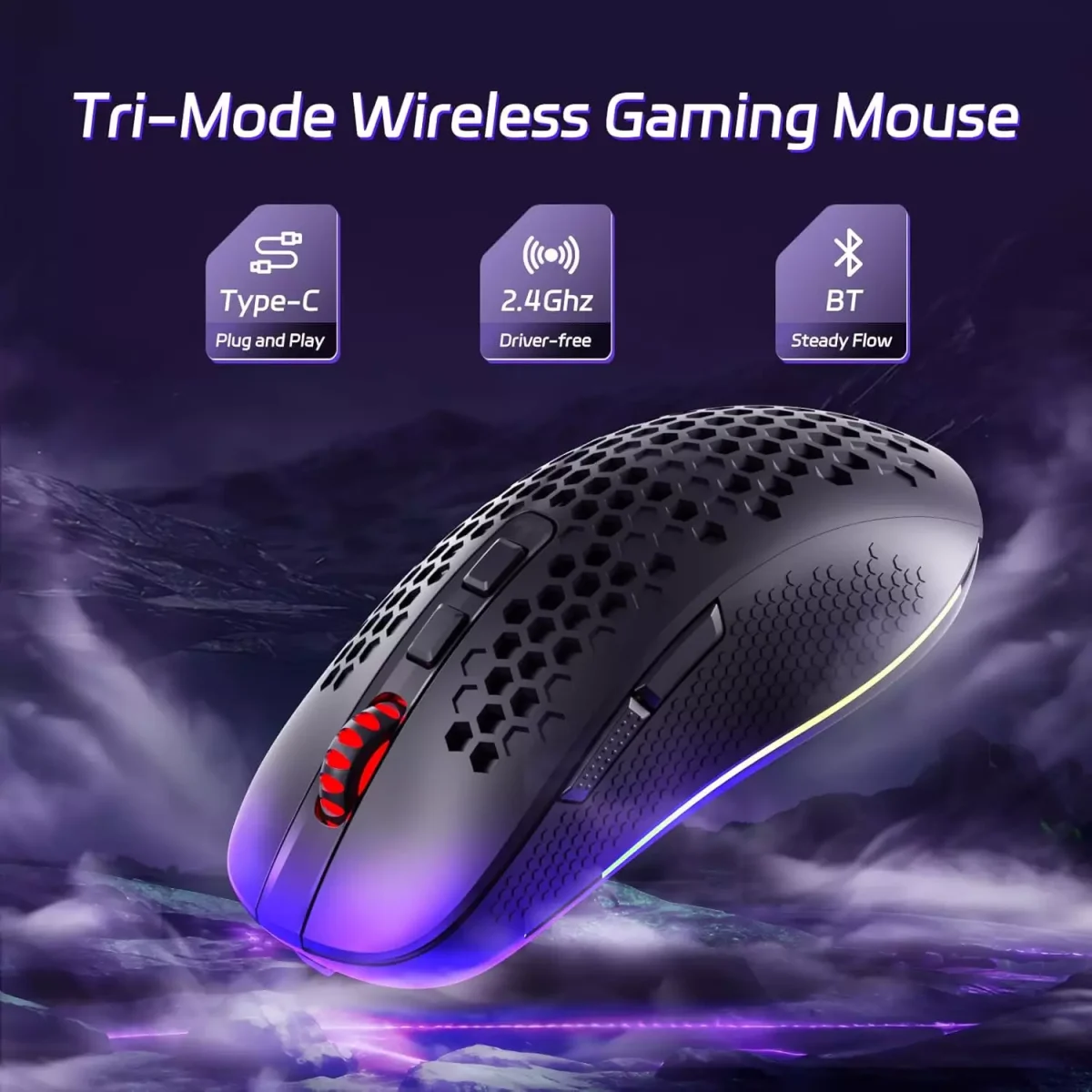 Redragon M694 HANA 3 Modes Wireless Gaming Mouse, 7,200 DPI