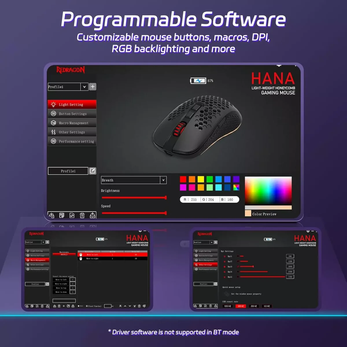 Redragon M694 HANA 3 Modes Wireless Gaming Mouse, 7,200 DPI