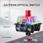 Tezarre TK63 3 Mode Wireless, Bluetooth, Wired RGB Keyboard - Optical Gateron Red Switch (White)