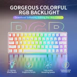 Tezarre TK63 3 Mode Wireless, Bluetooth, Wired RGB Keyboard - Optical Gateron Red Switch (White)
