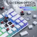 Tezarre TK63 3 Mode Wireless, Bluetooth, Wired RGB Keyboard - Optical Gateron Red Switch (White)