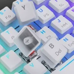 Tezarre TK63 3 Mode Wireless, Bluetooth, Wired RGB Keyboard - Optical Gateron Red Switch (White)