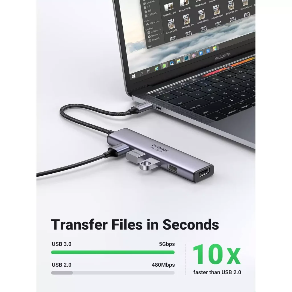 UGREEN USB C Hub 5 in 1, 4K 60HZ HDMI to USB C Adapter Type C Dock Multiport with 4 USB 3.0 Type C to HDMI Hub