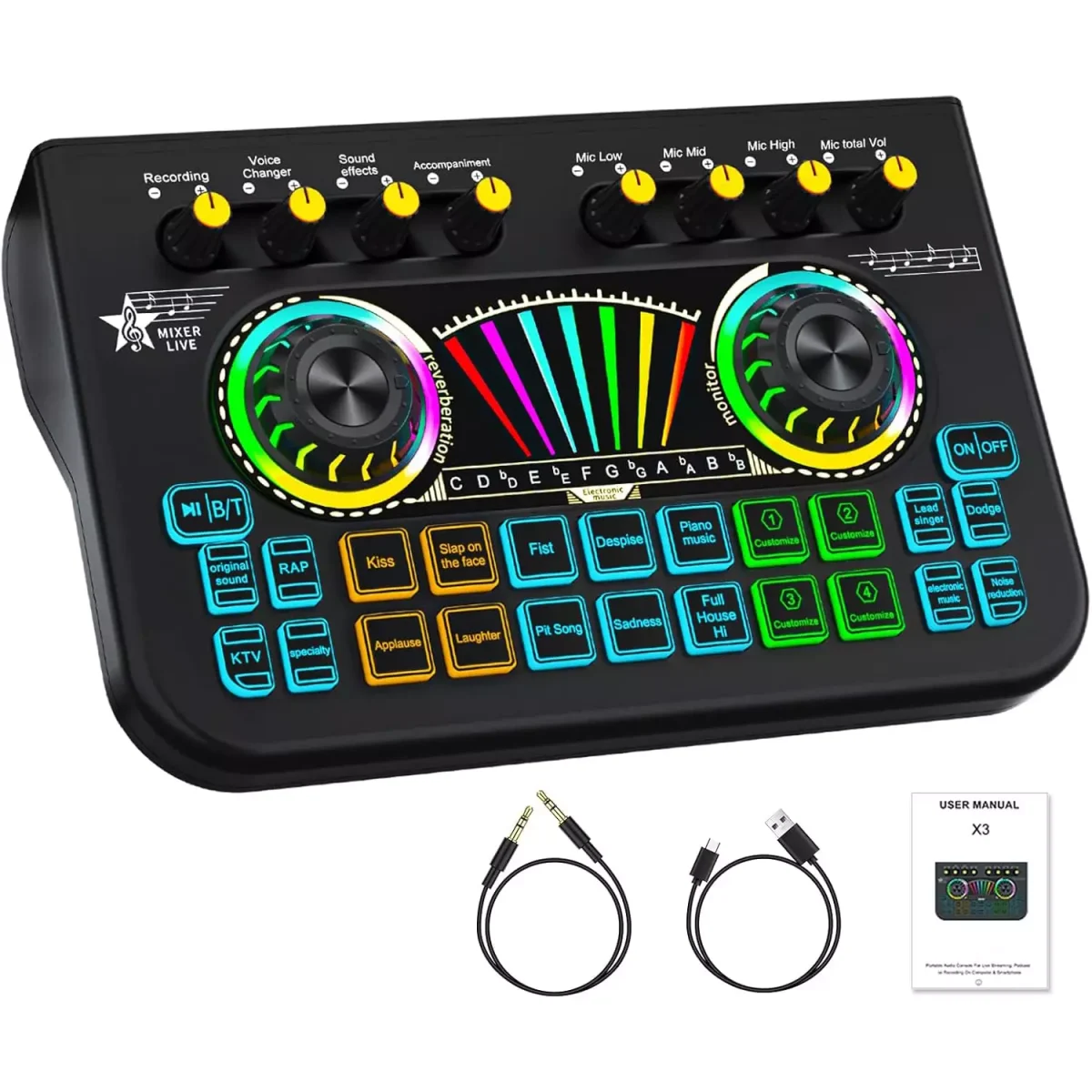 X3 Bluetooth Live Sound Mixer Card, Audio DJ Mixer