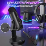 ZealSound USB Condenser Microphone, Headphone Output&Volume Control,Mic Gain Control,Mute Button