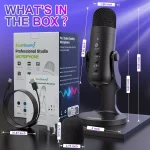 ZealSound USB Condenser Microphone, Headphone Output&Volume Control,Mic Gain Control,Mute Button