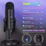 ZealSound USB Condenser Microphone, Headphone Output&Volume Control,Mic Gain Control,Mute Button