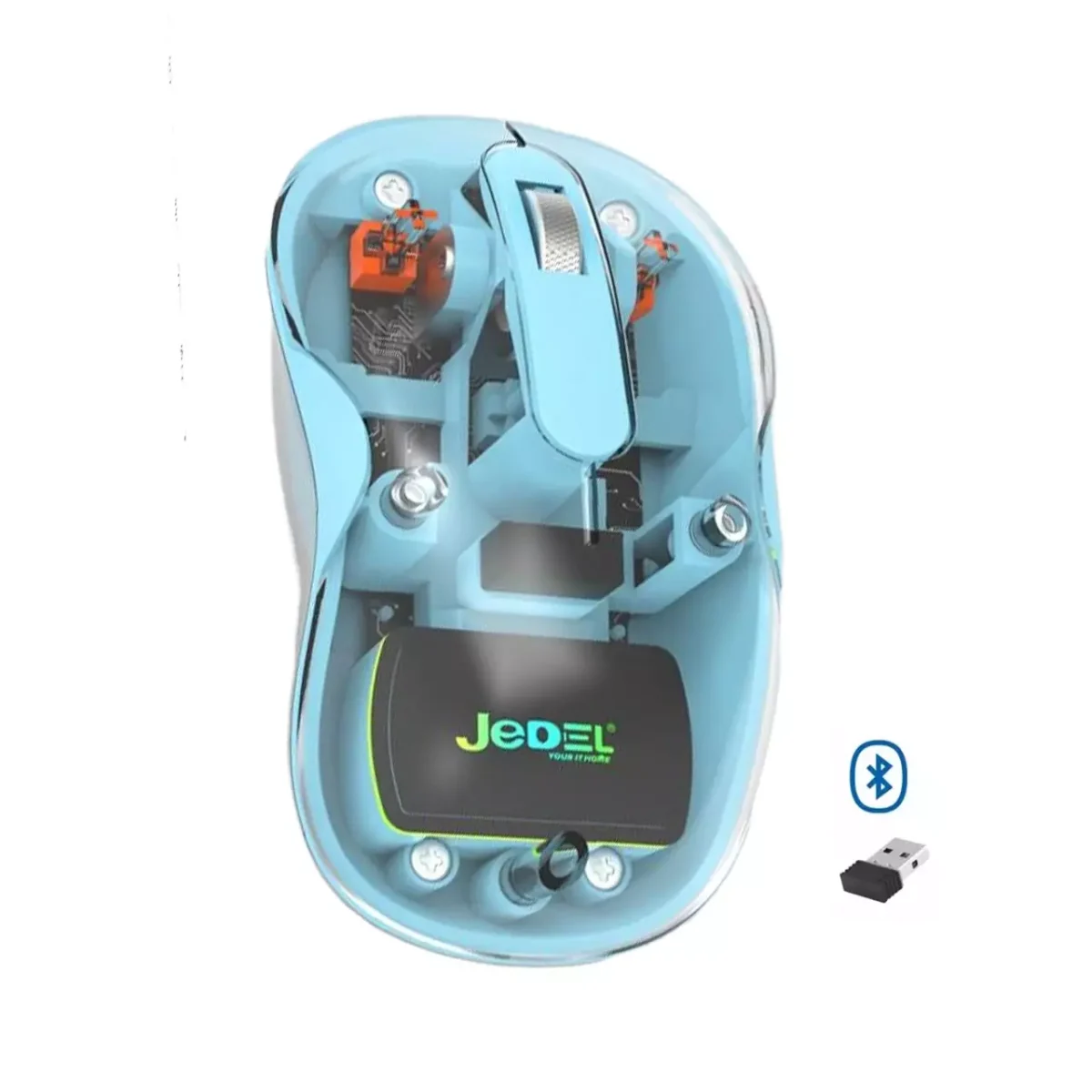 JeDEL WD141 Wireless, Bluetooth Rechargeable Mouse - 1200 DPI Adjustable - Battery Life 180 Hours (Blue)
