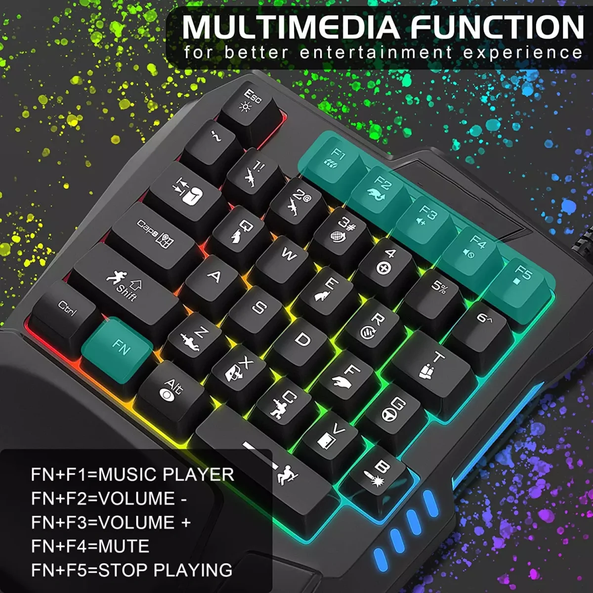 JEDEL K601 One Handed Keyboard 35 Keys