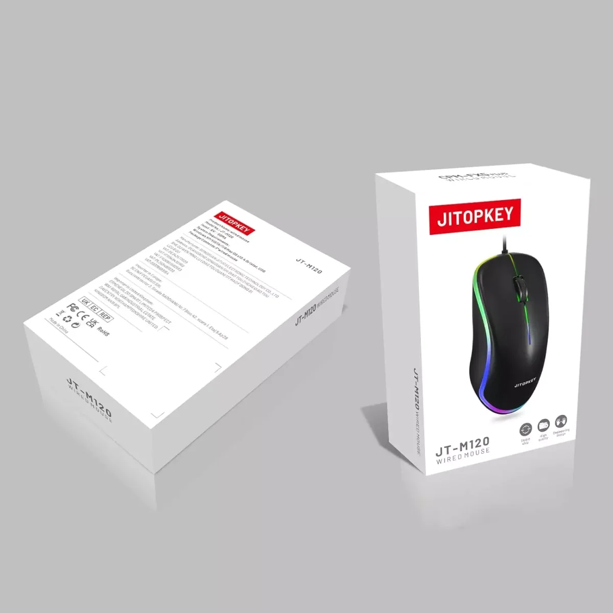 JITOPKEY M120 Mouse - Optical Sensor 1000 DPI (Grey)