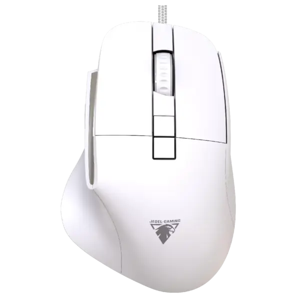 JeDEL CP102 Mouse - Optical Sensor 3600 DPI - 7 Buttons Braided cable (White)