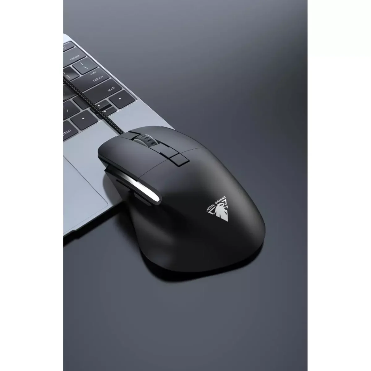JeDEL CP102 Mouse - Optical Sensor 3600 DPI - 7 Buttons Braided cable (Black)
