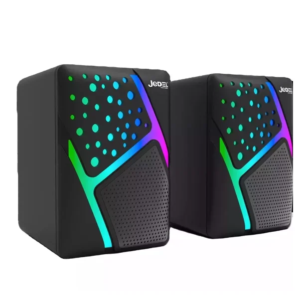 JeDEL S-527 Rainbow Desktop Speakers 6W - 2.0 Channel Stereo - USB Powered + 3.5mm Cable