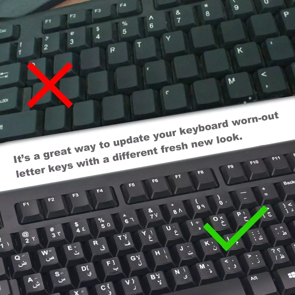 Keyboard Stickers English and Arabic (Black)