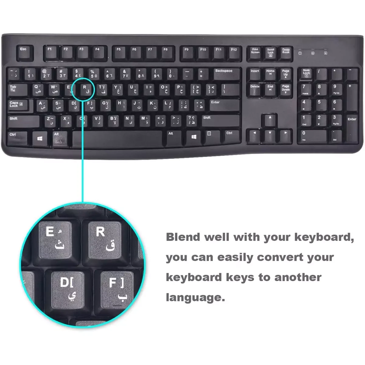 Keyboard Stickers English and Arabic (Black)