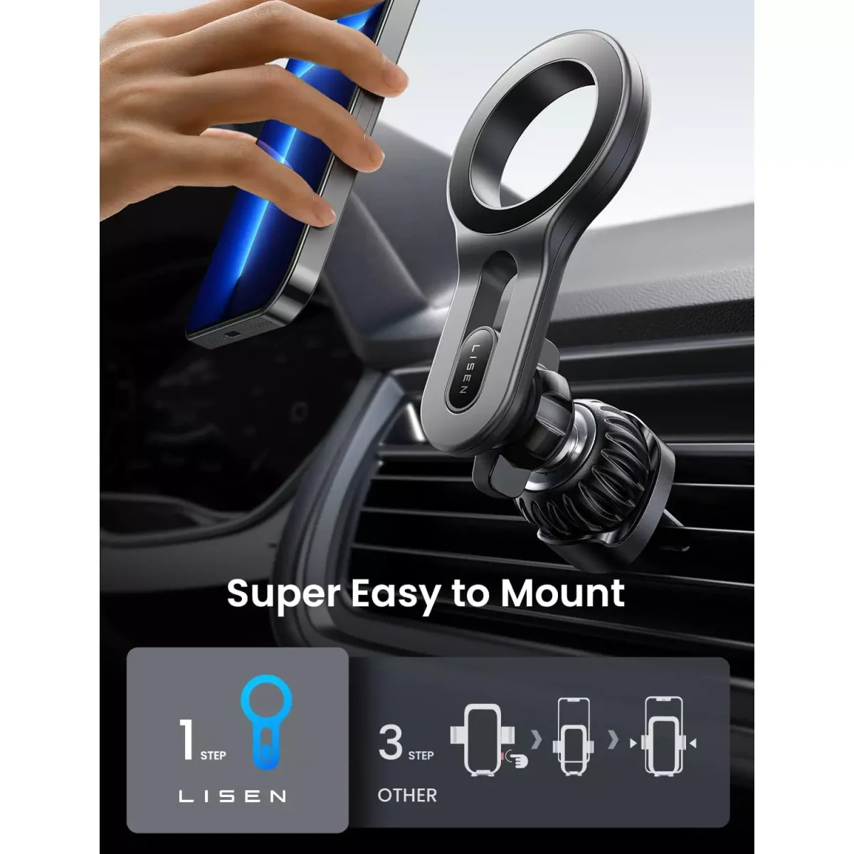 LISEN for iPhone 16 MagSafe Car Vent Mount