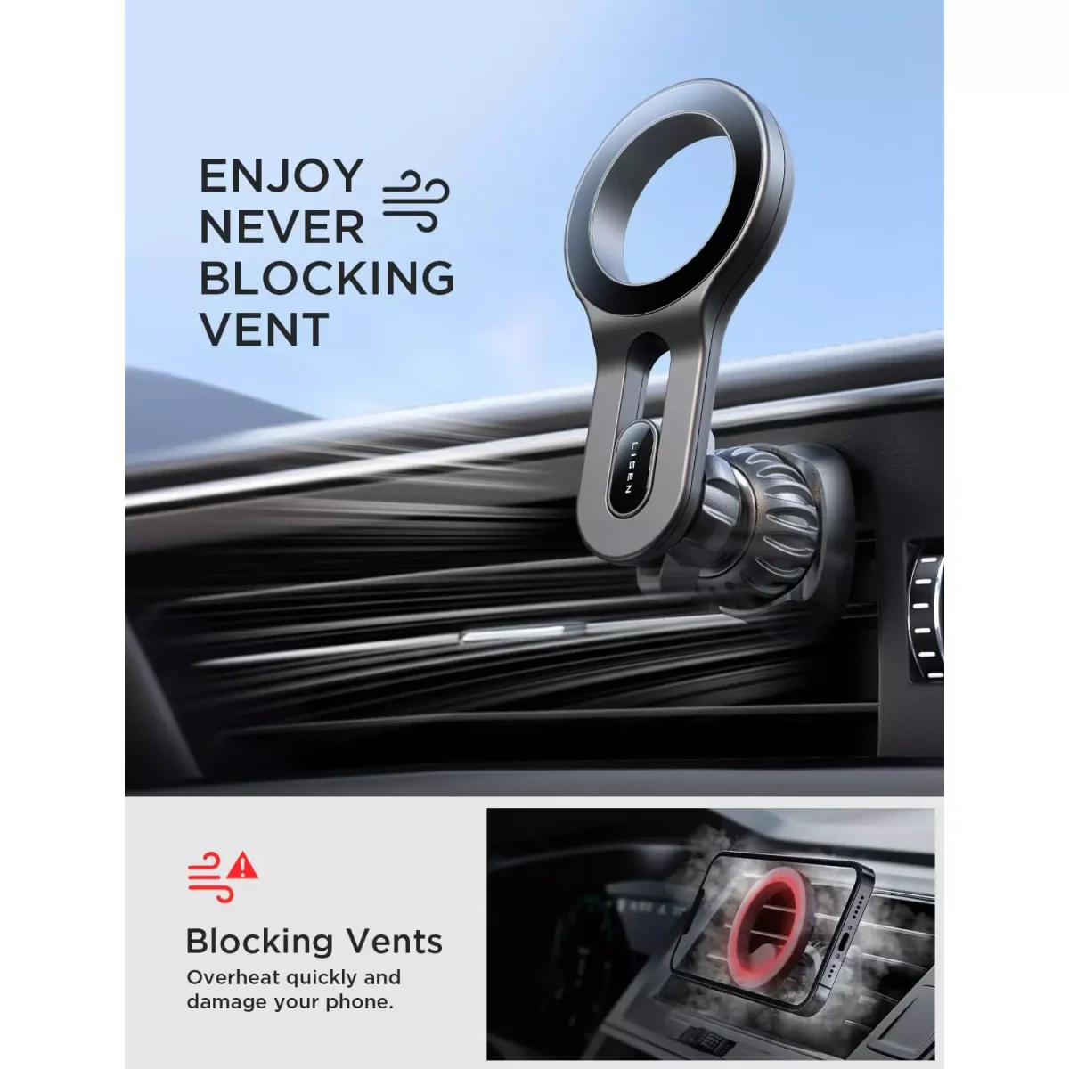 LISEN for iPhone 16 MagSafe Car Vent Mount