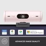 Logitech Brio 500 Full HD Webcam with Auto Light Correction,Show Mode, Dual Noise Reduction Mics (Rose)