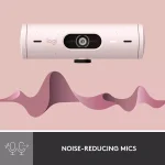Logitech Brio 500 Full HD Webcam with Auto Light Correction,Show Mode, Dual Noise Reduction Mics (Rose)