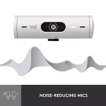 Logitech Brio 500 Full HD Webcam with Auto Light Correction,Show Mode, Dual Noise Reduction Mics (White)