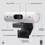 Logitech Brio 500 Full HD Webcam with Auto Light Correction,Show Mode, Dual Noise Reduction Mics (White)