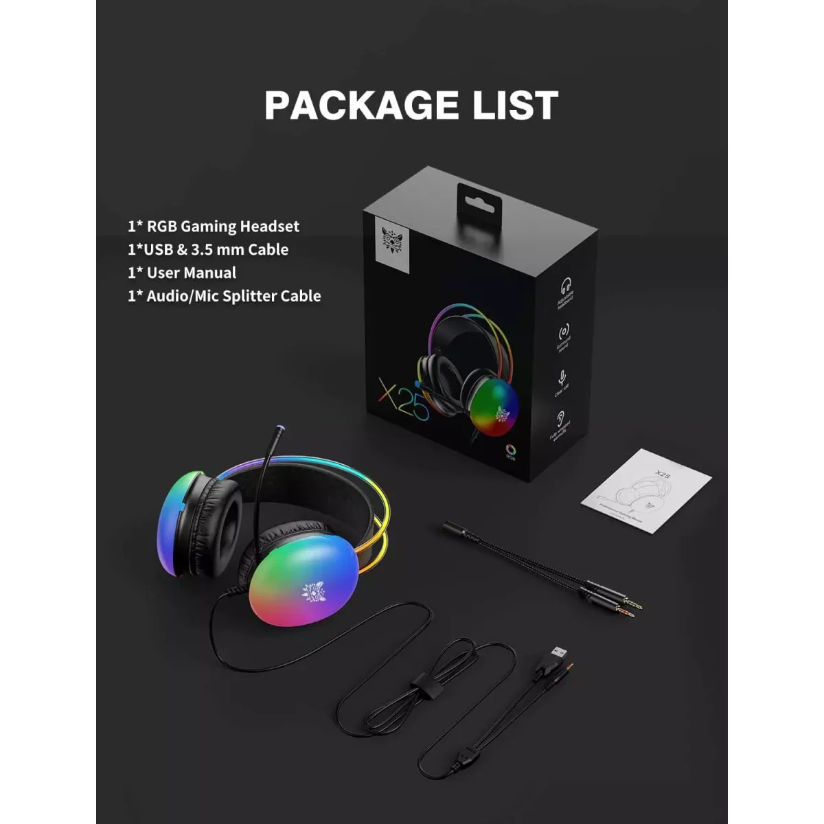 ONIKUMA X25 Gaming Headset (Black)