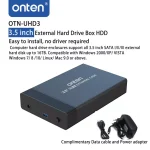 ONTEN 3.5 Inch HDD Enclosure Support 10TB USB 3.0 With Power Adapter and data Cable
