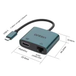 ONTEN UC288 USB-C to HDMI HD Video Adapter with RJ45(100M)