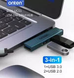 ONTEN UC51 3 in 1 USB C HUB to 3 port Hub USB 3.0 X1 USB 2.0 X2