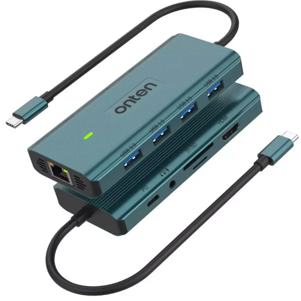 ONTEN UC962 USB C Docking Station HDMI 4K@30Hz, Ethernet RJ45 (100010010), USB 3.0 X4, 3.5mm Audio Jack, SD 3.0TF3.0, USB-C PD 3.0