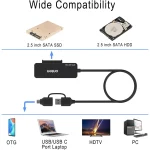 ONTEN UCA312 USB-A & USB-C to SATA Adapter with 3XUSB 3.0 HUB