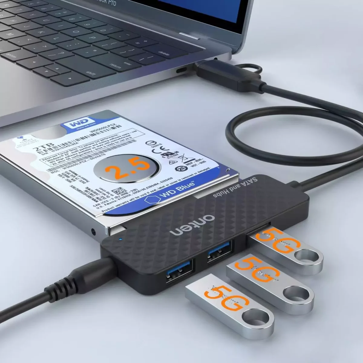 ONTEN UCA312 USB-A & USB-C to SATA Adapter with 3XUSB 3.0 HUB