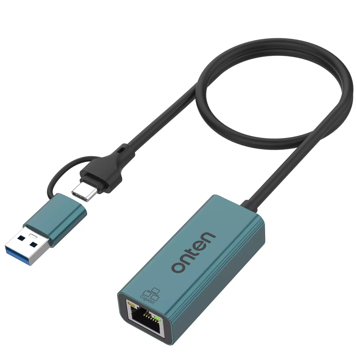 ONTEN UE106+ Ethernet Adapter USB-A & USB-C RJ45 1000M