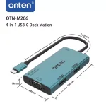 ONTEN M206 USB C HUB 4 IN 1 Multi Stream Dual HDMI 4K @60Hz, VGA and Audio 3.5MM