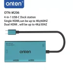 ONTEN M206 USB C HUB 4 IN 1 Multi Stream Dual HDMI 4K @60Hz, VGA and Audio 3.5MM