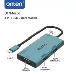 ONTEN M206 USB C HUB 4 IN 1 Multi Stream Dual HDMI 4K @60Hz, VGA and Audio 3.5MM
