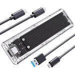 ORICO M.2 NVMe SSD Enclosure, USB 3.2 Gen 2 (10 Gbps), Transparent External Solid State Drive Adapter Enclosure for 2280 2260 2242 2230 PCI-E M2 M-Key SSD, USB Type C Converter Case