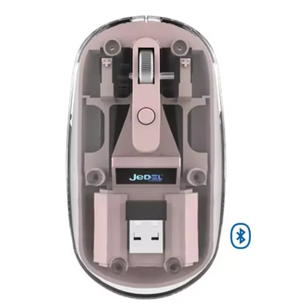JeDEL WD131P Wireless, Bluetooth Rechargeable Mouse - 1600 DPI Adjustable - Battery Life 180 Hours (Pink)