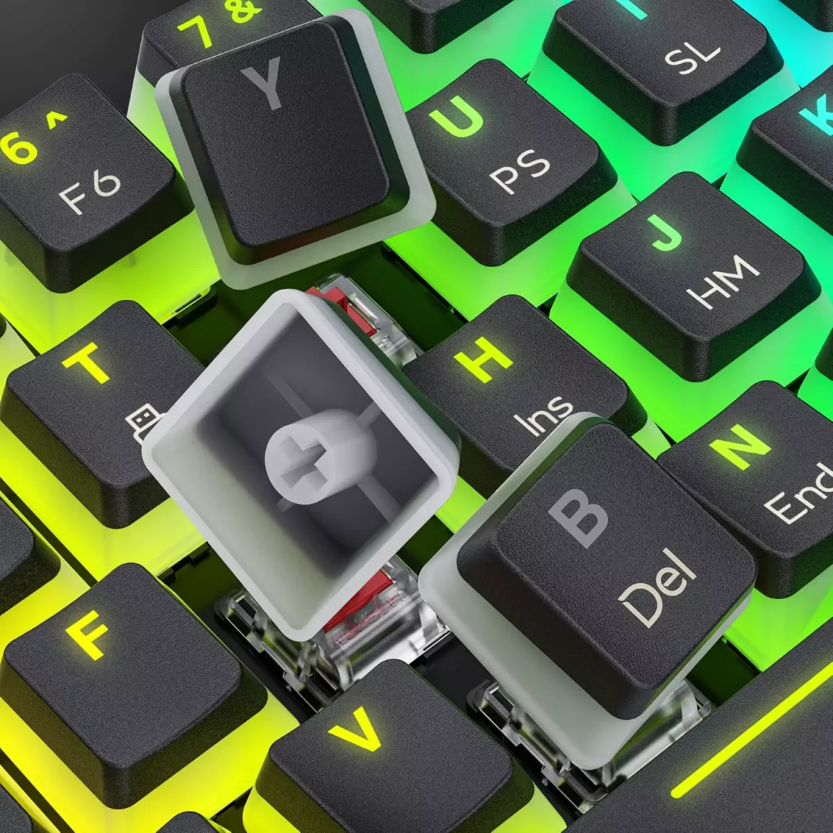 Tezarre TK63 3 Mode Wireless, Bluetooth, Wired RGB Keyboard - Hot Swappable Optical Gateron Black Switch - Pudding Keycaps (Black)