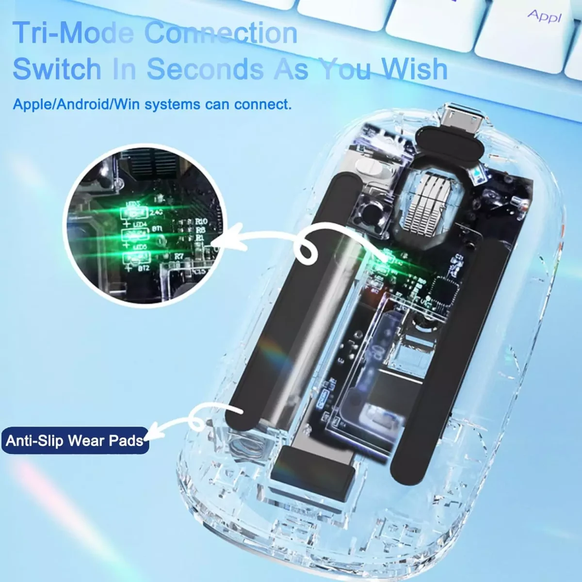 Transparent Wireless Bluetooth Silent Mouse