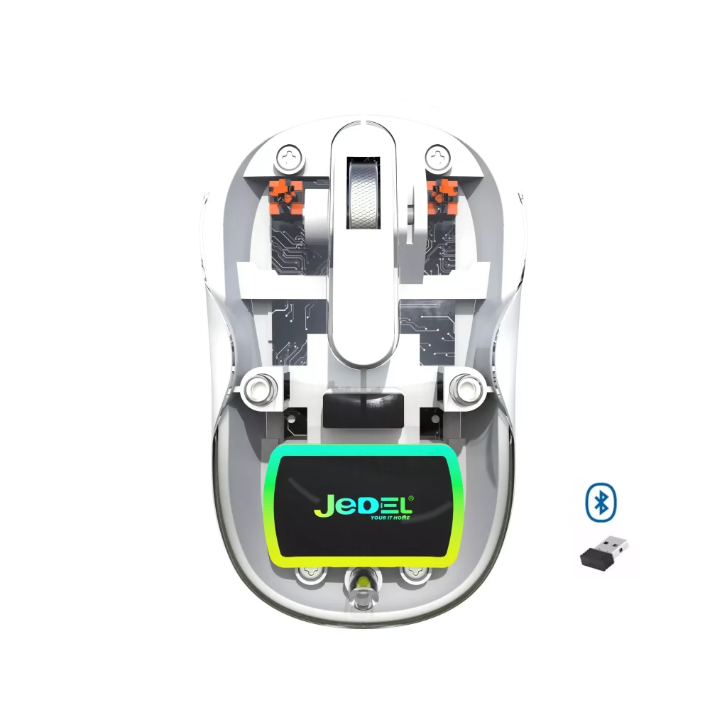 JeDEL WD141 Wireless, Bluetooth Rechargeable Mouse - 1200 DPI Adjustable - Battery Life 180 Hours (White)