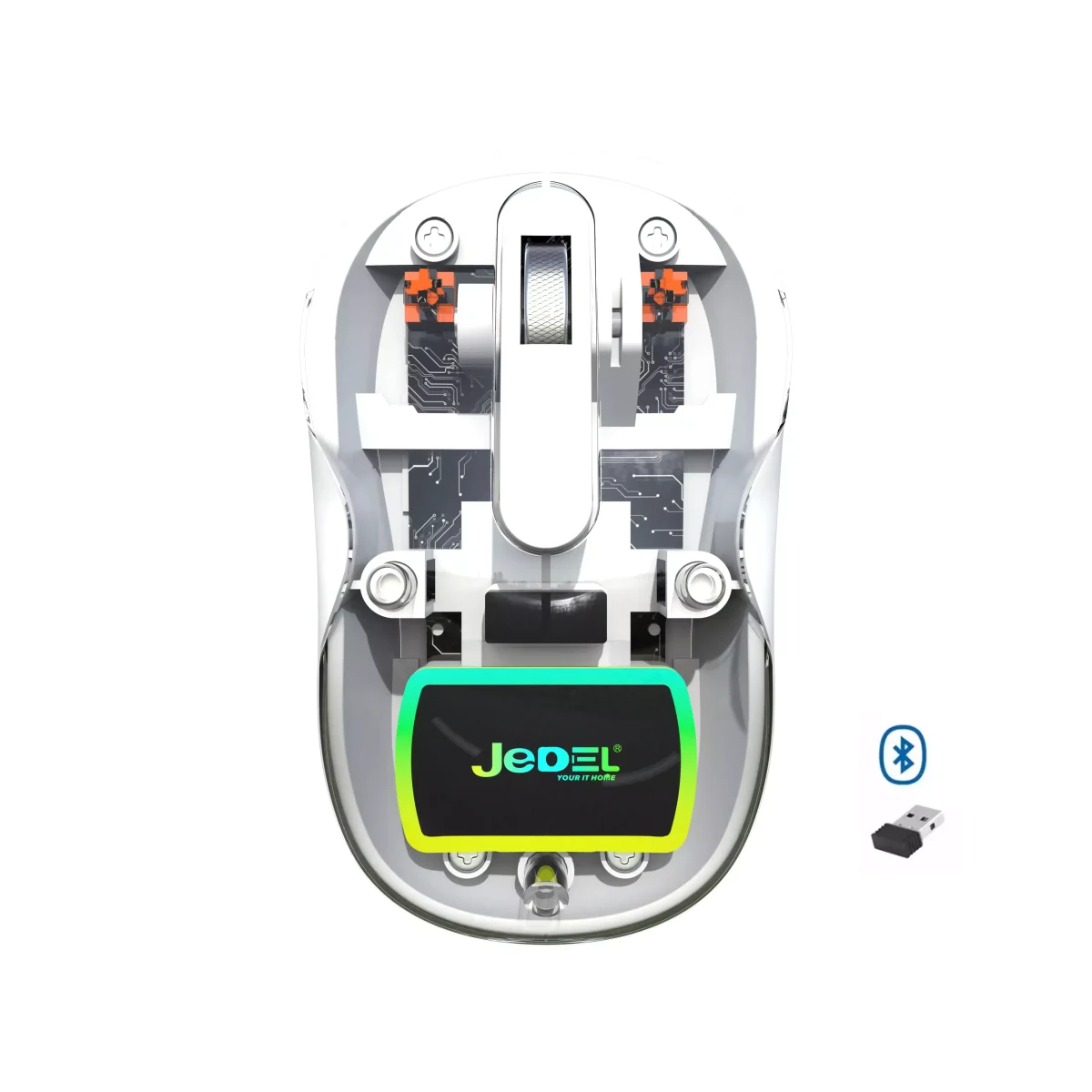 JeDEL WD141 Wireless, Bluetooth Rechargeable Mouse - 1200 DPI Adjustable - Battery Life 180 Hours (White)
